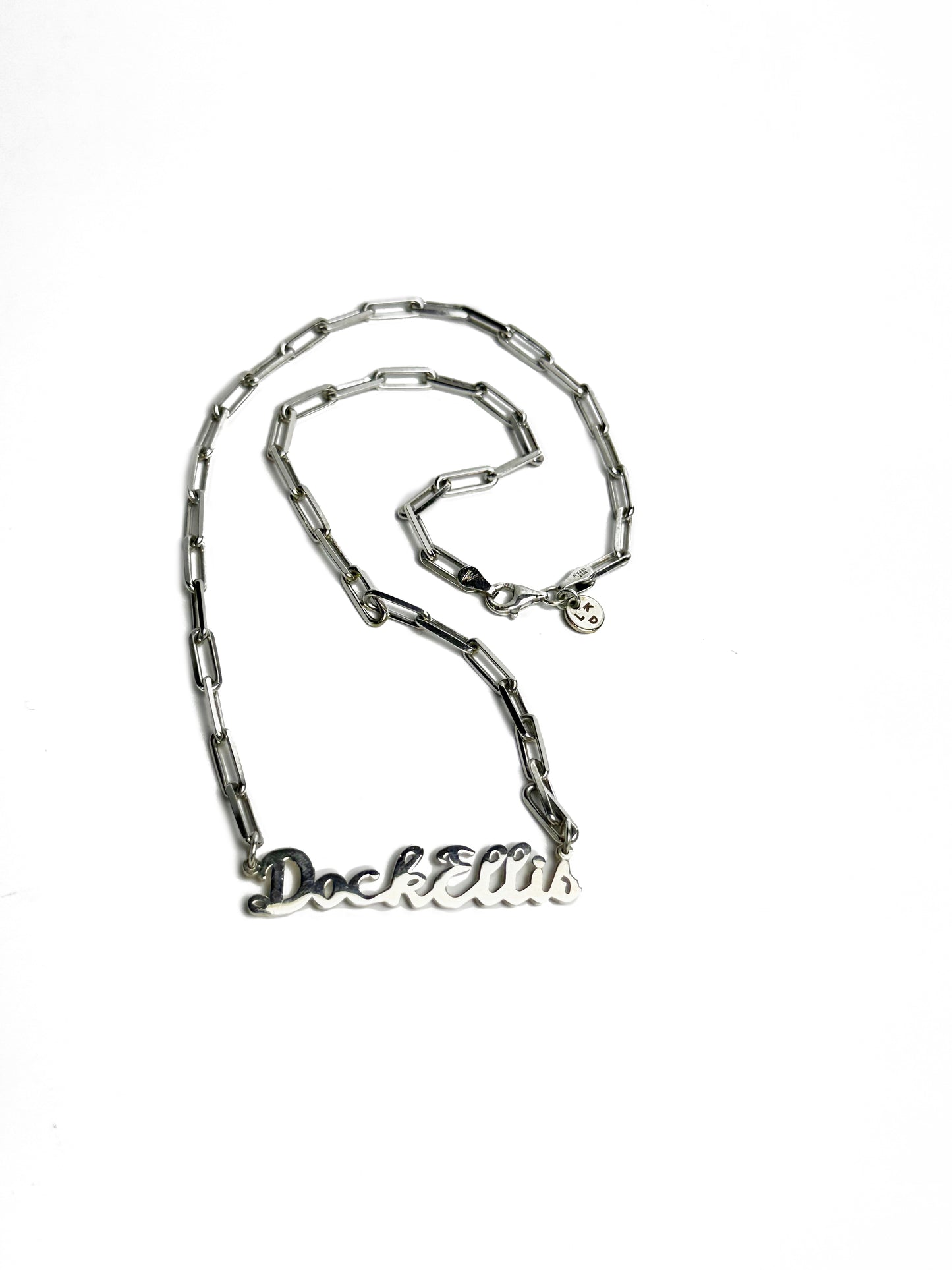 DOCK ELLIS NAMEPLATE NECKLACE ON PAPERCLIP CHAIN