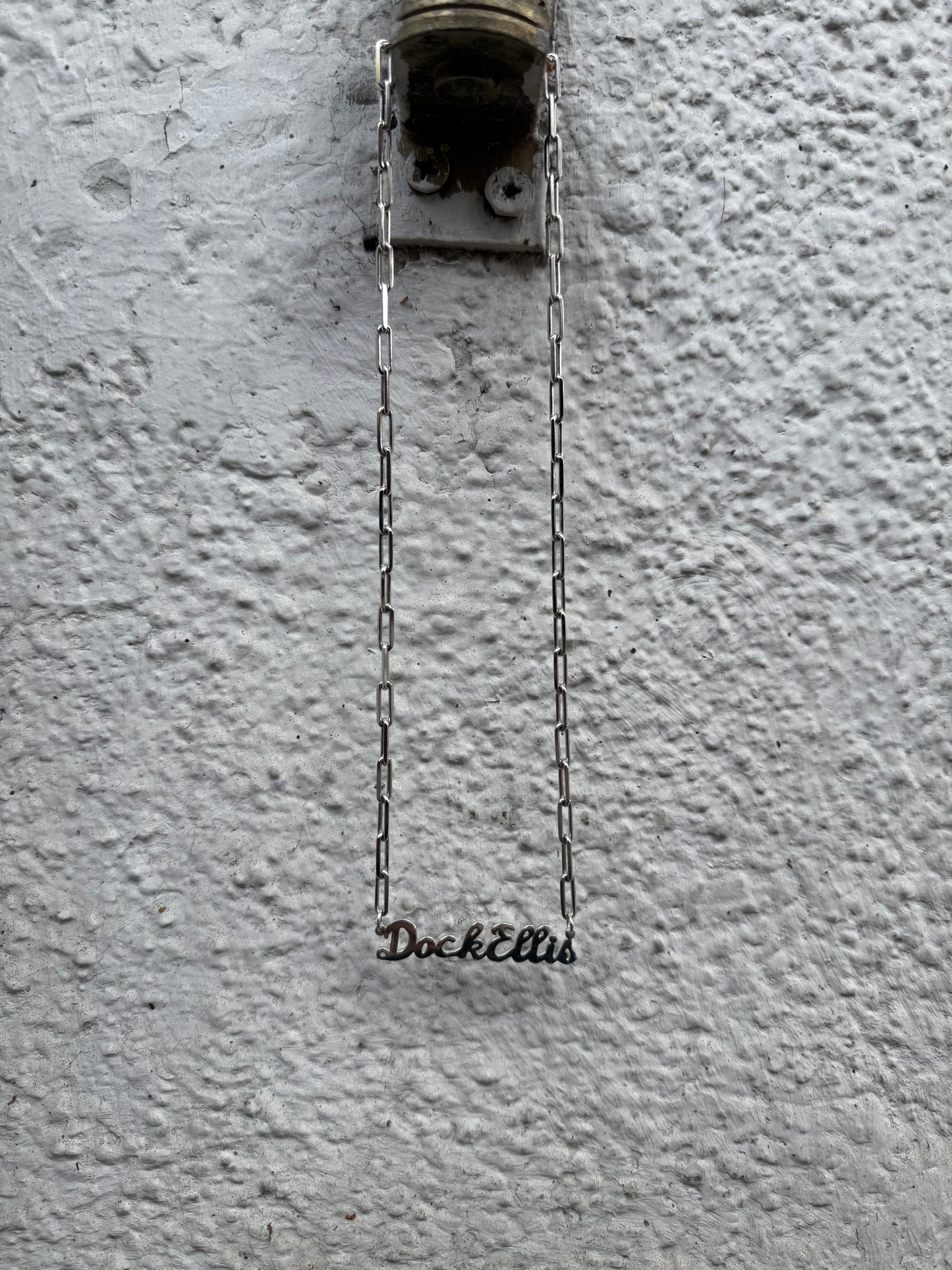 DOCK ELLIS NAMEPLATE NECKLACE ON PAPERCLIP CHAIN