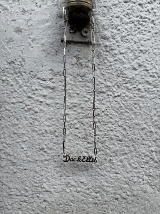 DOCK ELLIS NAMEPLATE NECKLACE ON PAPERCLIP CHAIN
