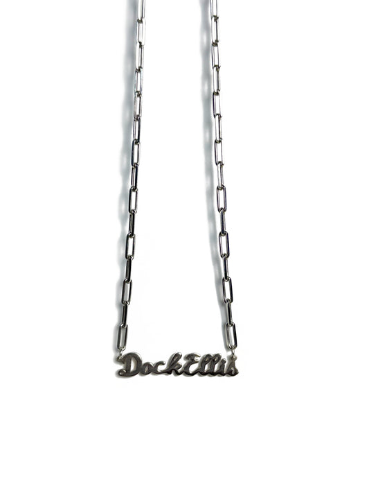 DOCK ELLIS NAMEPLATE NECKLACE ON PAPERCLIP CHAIN